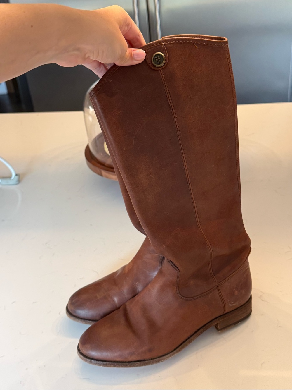 FRYE AND CO. Brown Leather Knee-High Riding Boots